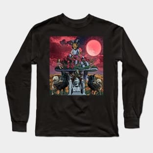 watercolor devil on mushroom over world Long Sleeve T-Shirt